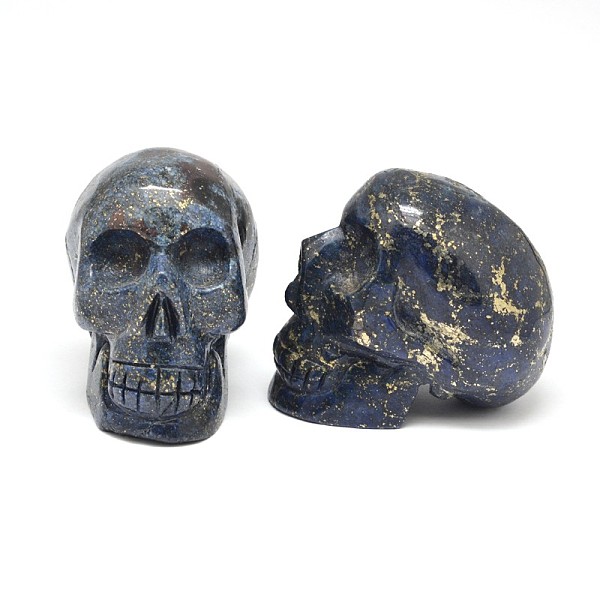 

PandaHall Skull Natural Pyrite Dyed Beads, No Hole, Blue, 64~74x49~52x68~73mm Pyrite Skull Blue