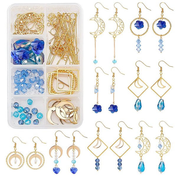 

PandaHall SUNNYCLUE DIY Dangle Earring Making Kits, Including Glass Beads, Alloy Link, Brass Pendants & Linking Rings & Eye Pin & Ball Head...