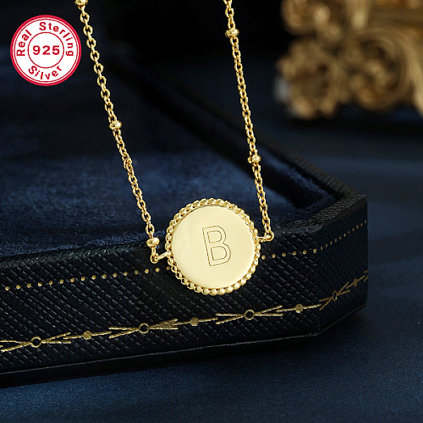 

PandaHall Golden Stainless Steel Pendant Necklaces, Initial Letter, Letter B, 15.75 inch(40cm) Stainless Steel Letter B