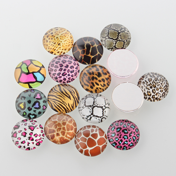 

PandaHall Half Round/Dome Animal Skin Printed Glass Cabochons, Mixed Color, 25x7mm Glass Half Round Multicolor