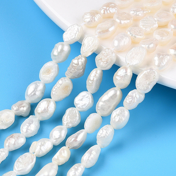 

PandaHall Natural Cultured Freshwater Pearl Beads Strands, Baroque Pearls Keshi Pearl Beads, Two Sides Polished, Creamy White...