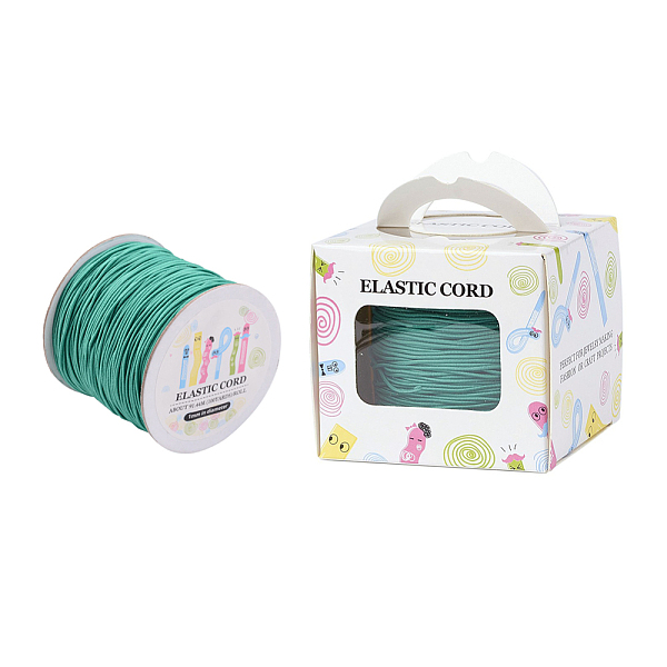 

PandaHall Elastic Cord, with Nylon Outside and Rubber Inside, Round, Light Sea Green, 1mm, 109.36yards/roll(100m/roll) Elastic Fibre Round...