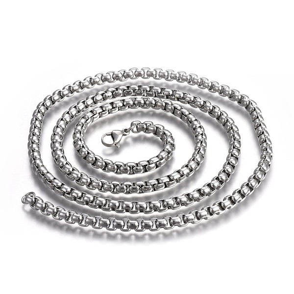 

PandaHall 304 Stainless Steel Box Chain Necklaces, with Lobster Claw Clasps, Stainless Steel Color, 31.4 inch(80cm), 5.0mm 304 Stainless...