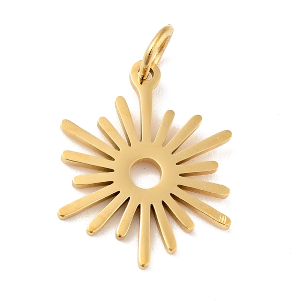 

PandaHall 201 Stainless Steel Pendants, with Jump Ring, Sun, Golden, 17.5x13.5x1mm, Jump Ring: 5x0.8mm, 3.4mm Inner Diameter 201 Stainless...