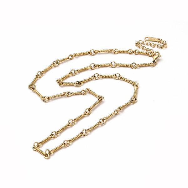 

PandaHall Ion Plating(IP) 304 Stainless Steel Twist Bar Link Chain Necklace for Women, Real 14K Gold Plated, 18.43 inch(46.8cm) 304...