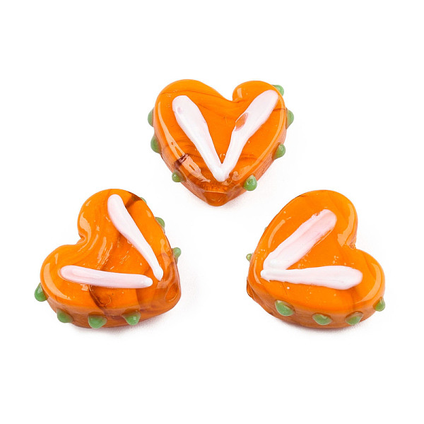 

PandaHall Opaque Handmade Bumpy Lampwork Beads Strands, Heart, Coral, 14.5~15.5x17~18x6.5~7.5mm, Hole: 1.5mm, about 35pcs/strand, 19.49 inch..., Red