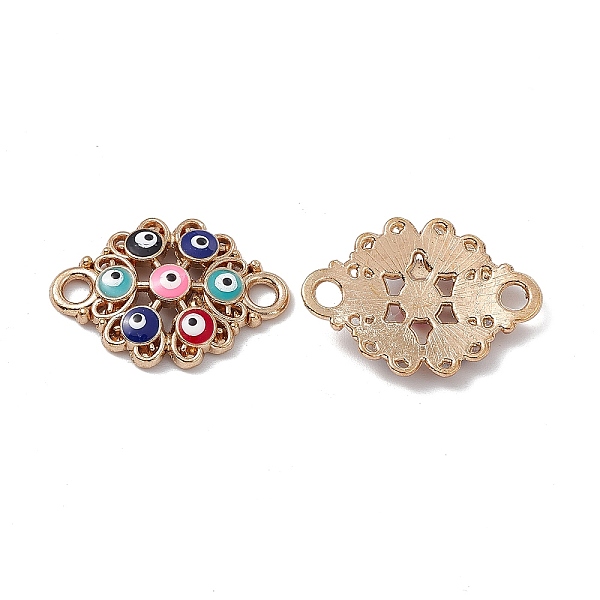

PandaHall Alloy Enamel Connector Charms, Flower Links with Colorful Evil Eye, Golden, 20.7x29.5x4mm, Hole: 3.3mm Alloy+Enamel Evil Eye