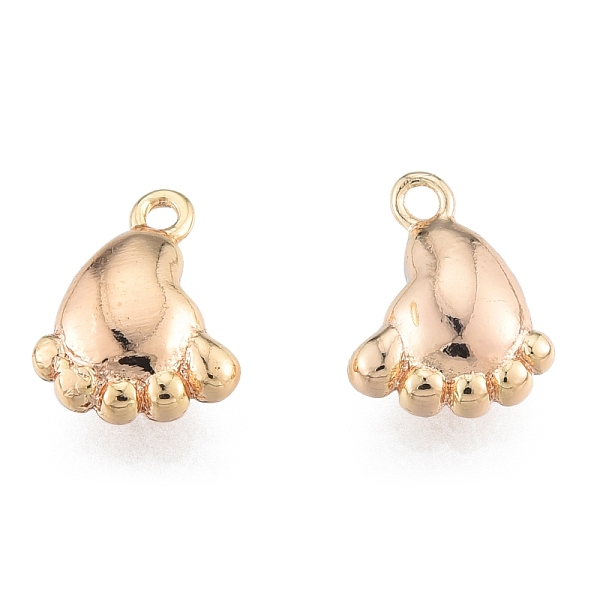 

PandaHall Brass Charms, Cadmium Free & Nickel Free & Lead Free, Baby Foot, Real 18K Gold Plated, 11x8.5x3.5mm, Hole: 1.2mm Brass Body