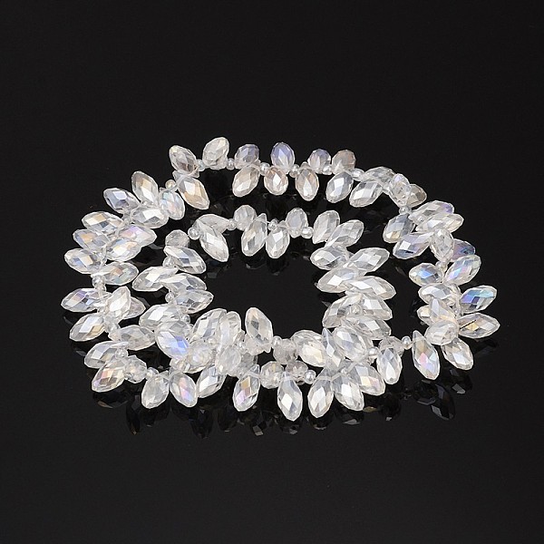 

PandaHall Electroplate Glass Beads Strands, Top Drilled Beads, Faceted Teardrop, AB Color Plated, Clear AB, 12~13x6mm, Hole: 1mm, about..., White