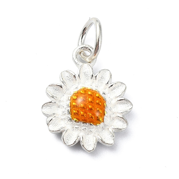 

PandaHall 925 Sterling Silver Enamel Daisy Flower Charms, with Jump Rings, Silver, 14x11x3mm, Hole: 4mm Sterling Silver Flower