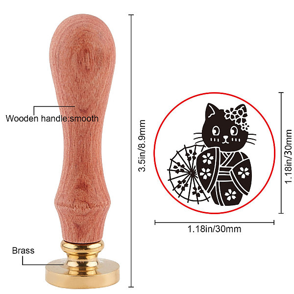

PandaHall Brass Wax Seal Stamp with Handle, for DIY Scrapbooking, Cat Pattern, 3.5x1.18 inch(8.9x3cm) Brass Cat Shape