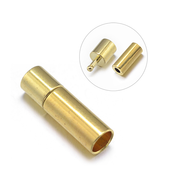 

PandaHall Tube Brass Bayonet Clasps, Nickel Free, Golden, 17.5x5mm, Hole: 4mm Brass