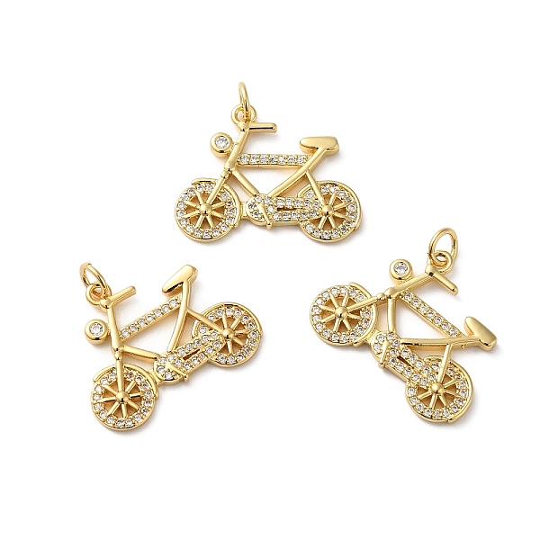 

PandaHall Rack Plating Brass Pave Cubic Zirconia Pendants, with Jump Ring, Lead Free & Cadmium Free, Long-Lasting Plated, Bicycle Charm..., Clear