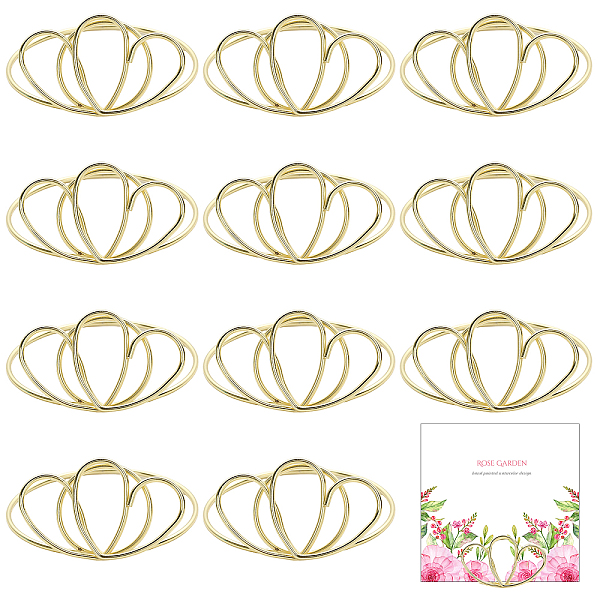 PandaHall CHGCRAFT 12Pcs Two Hearts Table Number Holder Wedding Place Card Holder Name Card Holder Stands Wire Photo Menu Holder for Wedding...