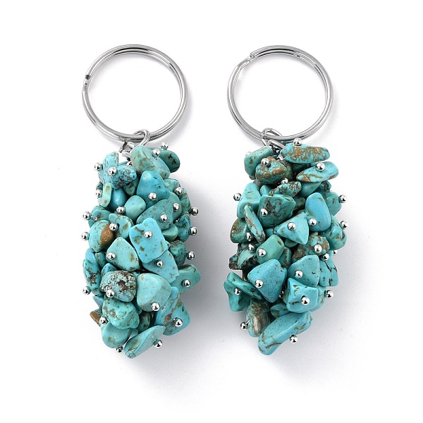 

PandaHall Natural Turquoise Keychain, with Brass and Iron Findings, Cadmium Free & Lead Free, Platinum, 8.05cm Natural Turquoise Others