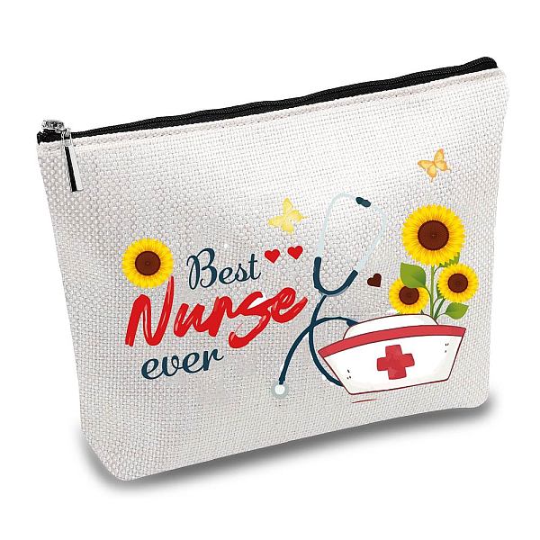 

PandaHall Nurse Theme Polycotton Custom Canvas Stroage Bags, Metal Zipper Pouches, Rectangle, Sunflower Pattern, 18x25cm Polycotton Flower