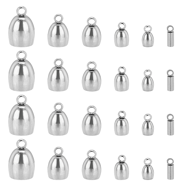 

PandaHall Unicraftale 36Pcs 6 Style 304 Stainless Steel Cord Ends, End Caps, Stainless Steel Color, 6pcs/style 304 Stainless Steel