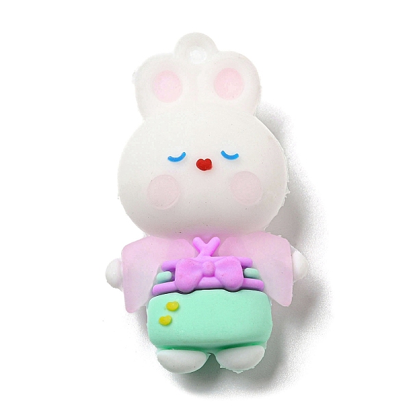 

PandaHall Plastic Pendants, Rabbit, Aquamarine, 45.5x26x16mm, Hole: 3.2mm Plastic Rabbit Green