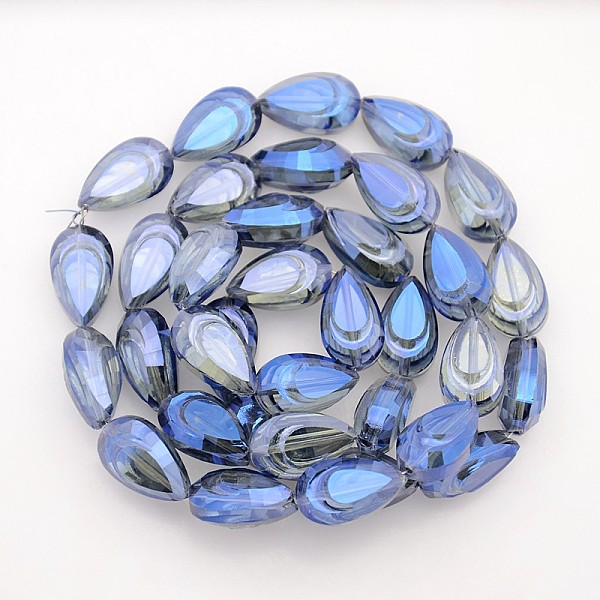 

PandaHall Teardrop Electroplate Rainbow Plated Glass Beads Strands, Faceted, Royal Blue, 20x12x9mm, Hole: 1mm, about 35pcs/strand, 27.5 inch...