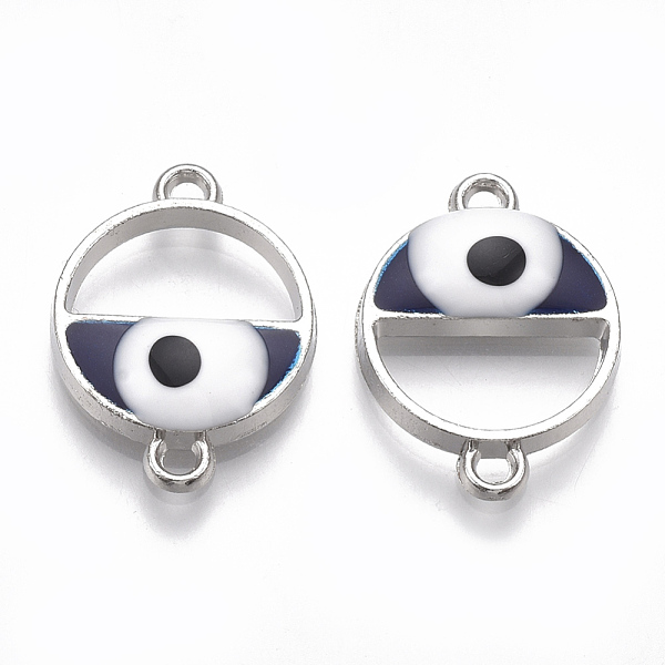 

PandaHall Alloy Links connectors, with Enamel, Flat Round with Evil Eye, Platinum, Midnight Blue, 21.5x16x4mm, Hole: 1.5mm Alloy+Enamel Evil...
