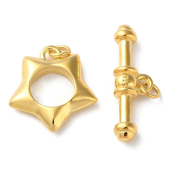 

PandaHall 925 Sterling Silver Toggle Clasps, Long-Lasting Plated, Star with 925 Stamp, Real 18K Gold Plated, Star: 12.5x11.5x2.5mm, Bar...