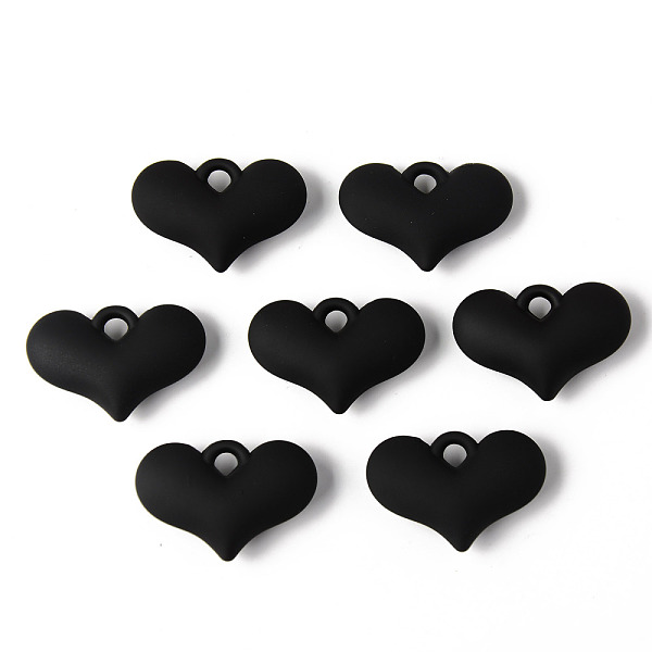 

PandaHall Rubberized Style Acrylic Pendants, Puffed Heart, Black, 25x37x10mm, Hole: 4.5mm Acrylic Heart Black