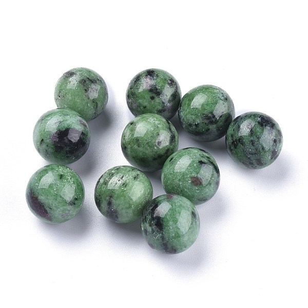 PandaHall Natural Rudy in Zoisite Beads, Gemstone Sphere, No Hole/Undrilled, Round, 17.5~18mm Ruby in Zoisite Round