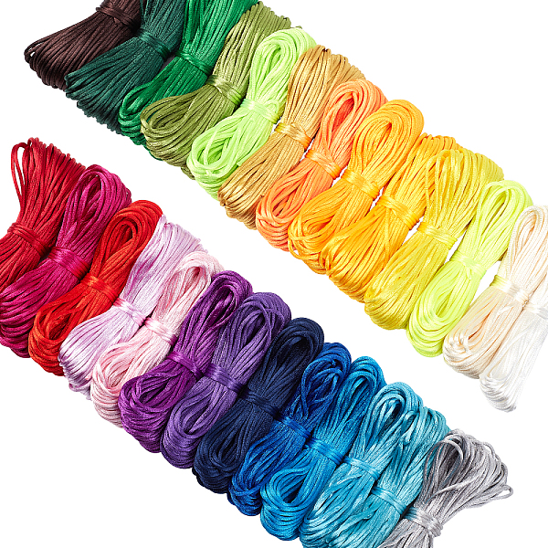 

PandaHall Polyester Thread, Satin Thread, for Jewelry Making, Mixed Color, 2mm, about 20m/bundle, 26Bundles/set Polyester Multicolor