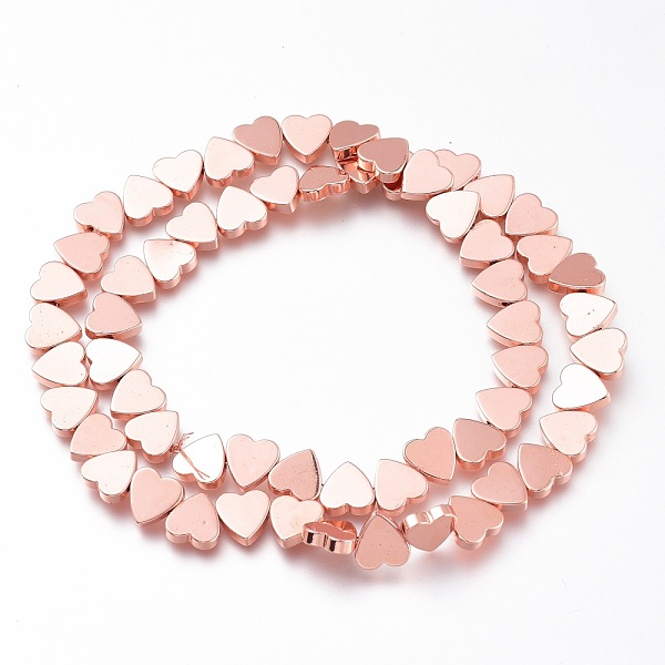 

PandaHall Non-magnetic Synthetic Hematite Beads Strands, Galvanic Plating(Color Retention for 1 Year), Heart, Rose Gold Plated, 8x8x2mm...