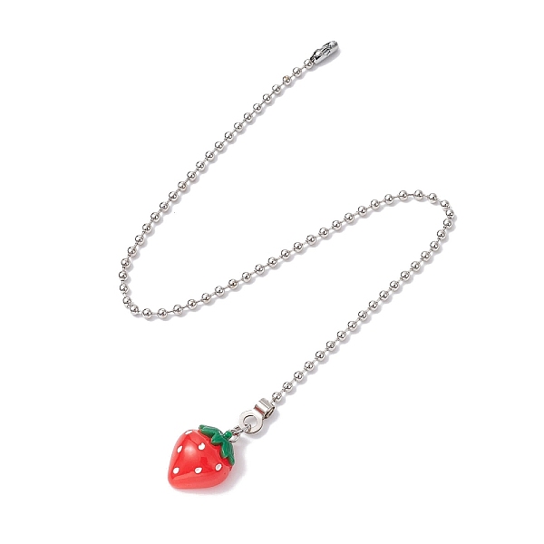 

PandaHall Fruit Resin Ceiling Fan Pull Chain Extenders, with Iron Chains, Strawberry, 336x3mm, Pendant: 23.5x16.5x10mm Resin Strawberry
