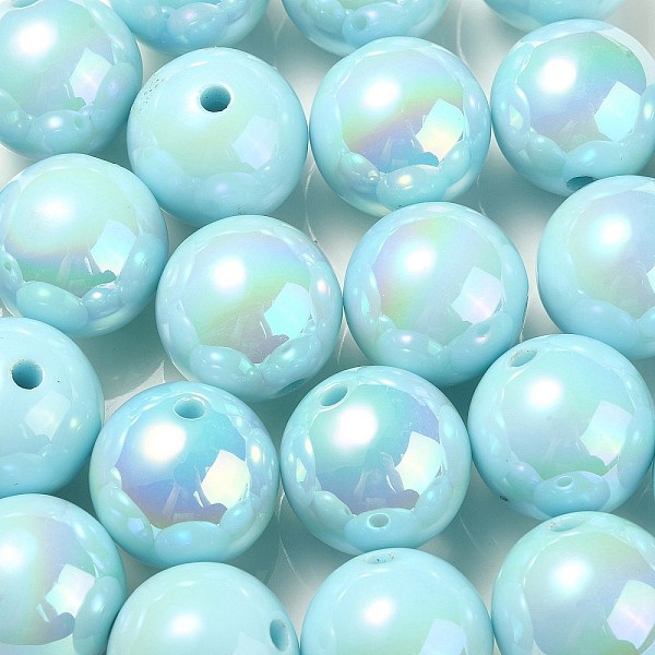 

PandaHall UV Plating Rainbow Iridescent Acrylic Beads, Round, Light Cyan, 17.5x17mm, Hole: 2.8mm Acrylic Round