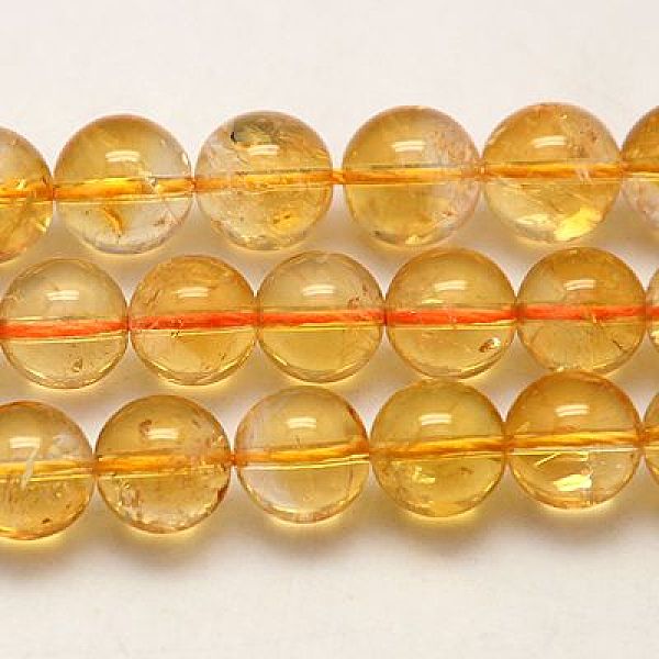 

PandaHall Grade A Natural Citrine Beads Strands, Round, 8mm, Hole: 1mm Citrine Round Orange