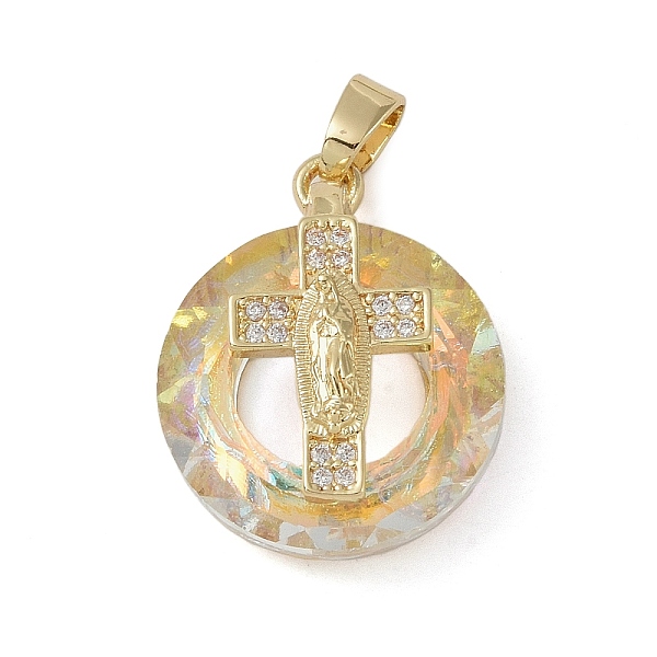 

PandaHall Brass Micro Pave Cubic Zirconia with Glass Pendents, Long-Lasting Plated, Cross, Yellow, 25x20x10mm, Hole: 6x3mm Brass+Cubic...