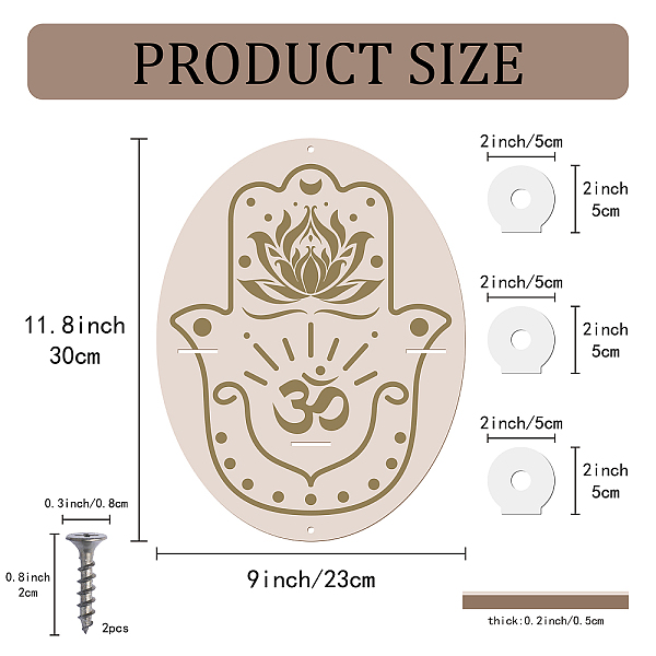 

PandaHall Oval Wooden Tarot Plates, with Acrylic Holders, for Crystal Gemstone Display Shelf, Witch Stuff, Hamsa Hand Pattern, 300x230x5mm...