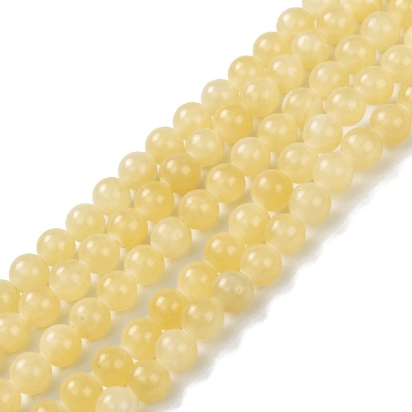 

PandaHall Natural Topaz Jade Beads Strands, Round, 6.5mm, Hole: 1.2mm, about 63pcs/strand, 15.35''(39cm) Topaz Jade Round