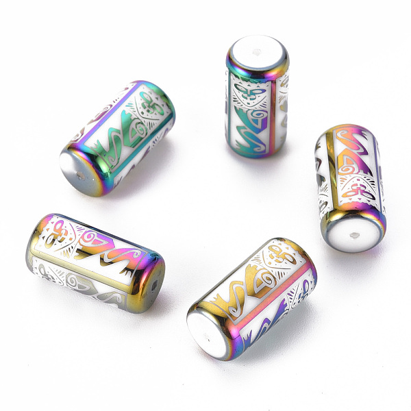 

PandaHall Electroplate Glass Beads, Column, Colorful, 20x10mm, Hole: 1.2mm, 50pcs/bag Glass Others