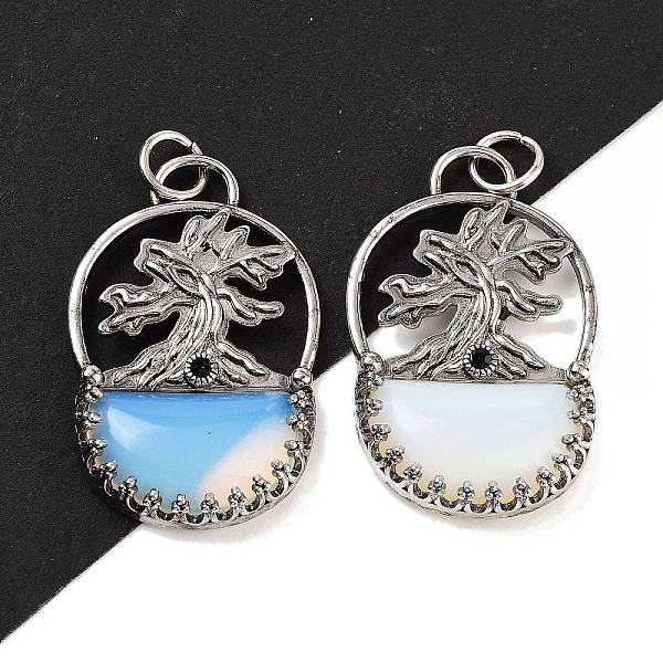 

PandaHall Opalite Bag Pendants, Rack Plating Antique Silver Plated Brass Tree Charms, Cadmium Free & Lead Free, 41x26x6mm, Hole: 5.5mm...