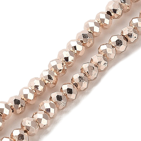 

PandaHall Electroplate Glass Beads Strands, Faceted, Rondelle, Misty Rose, 3x2.5mm, Hole: 0.8mm, about 170~172pcs/strand, 16.73''(42.5cm)...
