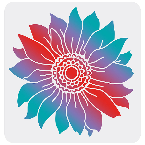 PandaHall FINGERINSPIRE Sunflower Stencils Template 11.8x11.8inch Plastic Large Sunflower Drawing Painting Stencils Sunflower Pattern...
