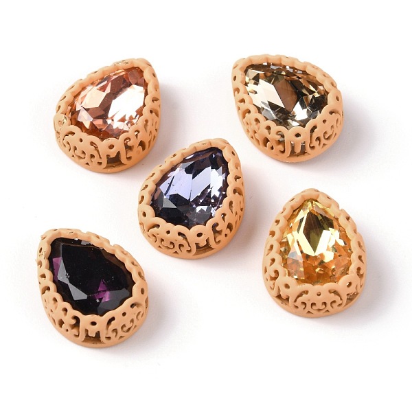 

PandaHall Sew on Rhinestone, Glass Rhinestone, with Brass Findings, Garments Accessories, Teardrop, Mixed Color, Beige, 16x12.5x6.5mm, Hole..., Yellow