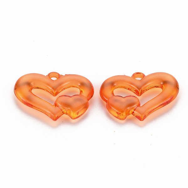 

PandaHall Transparent Acrylic Beads, Heart to Heart, Coral, 27x34x6mm, Hole: 3mm, about 191pcs/500g Acrylic Heart Red