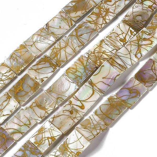 

PandaHall Drawbench Style Natural Freshwater Shell Beads Strands, AB Color Plated, Rectangle, Colorful, 20x15x2mm, Hole: 0.5mm, about...