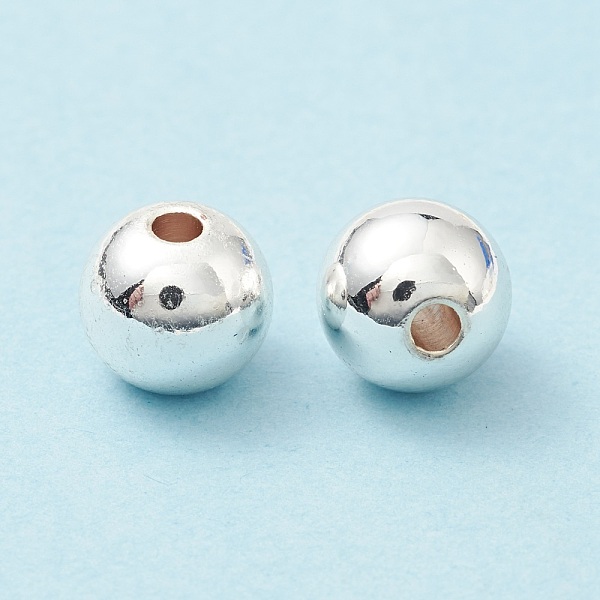 

PandaHall Rack Plating Brass Beads, Cadmium Free & Lead Free, Round, Silver, 7.8x7mm, Hole: 2mm Brass Round