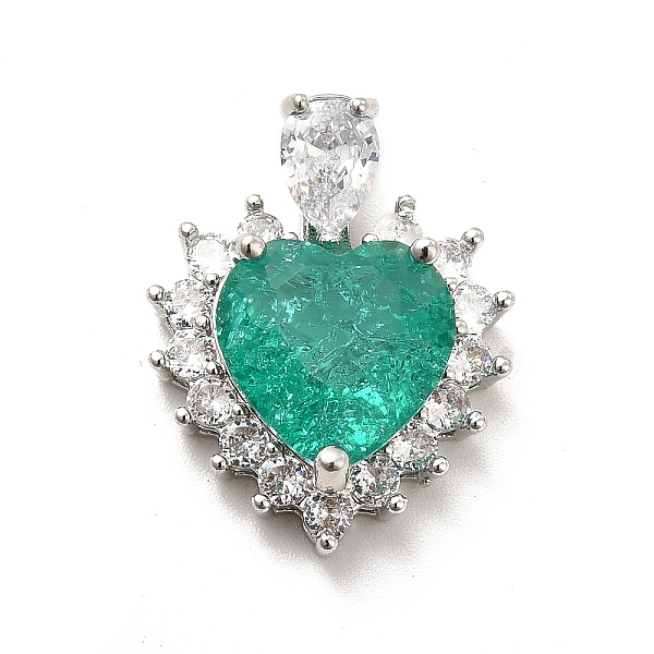 

PandaHall Brass Micro Pave Clear Cubic Zirconia Pendants, with Green Glass, Heart Charm, Platinum, 24x19x7.5mm, Hole: 5.5x3mm Brass+Glass...