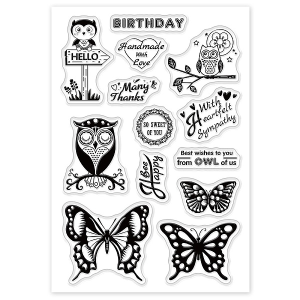 

PandaHall PVC Plastic Stamps, for DIY Scrapbooking, Photo Album Decorative, Cards Making, Stamp Sheets, Butterfly Pattern, 16x11x0.3cm...