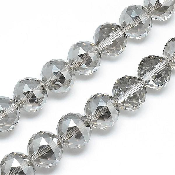 

PandaHall Electroplate Glass Bead Strands, Faceted, Round, Gray, 13~14x13~14mm, Hole: 1.5mm, about 50pcs/strand, 26 inch Glass Round Gray
