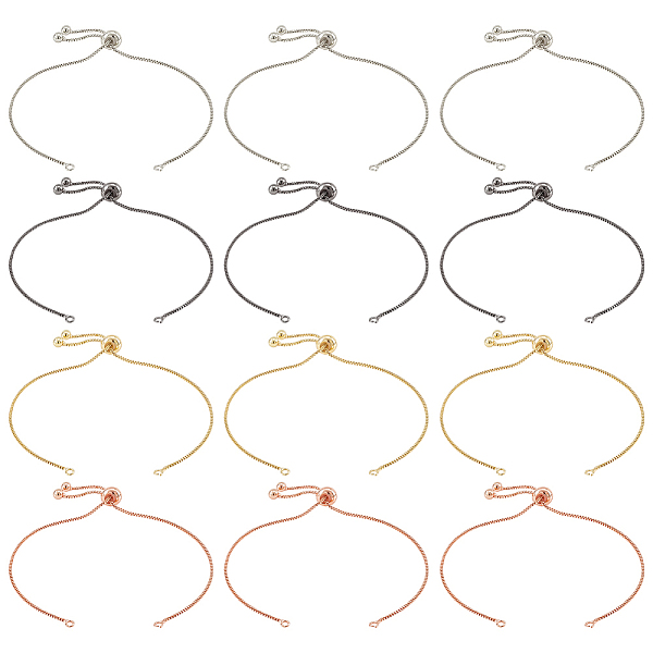 

PandaHall 12 Pcs 4 Colors Slider Chain Bracelets, 23cm Long Adjustable Slider Brass Bracelets Extender Chains with Ball Ends for Jewellery...