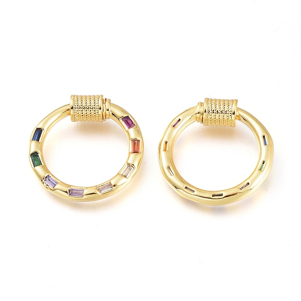 

PandaHall Brass Micro Pave Cubic Zirconia Screw Carabiner Lock Charms, for Necklaces Making, O Ring, Golden, Colorful, 20.5x4.5mm...