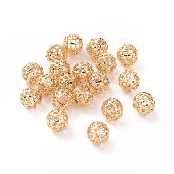 

PandaHall Brass Hollow Beads, Long-Lasting Plated, Round, Golden, 8mm Brass Round