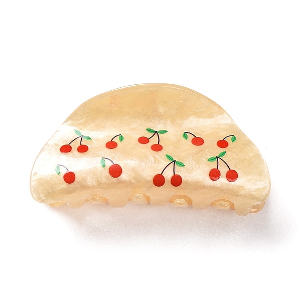 

PandaHall Fruit Cherry Pattern Acrylic Claw Hair Clips, Hair Accessories for Woman Girl, Old Lace, 82mm Acrylic